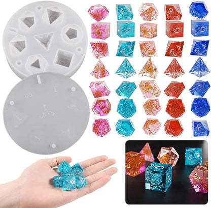 Dice Mold for DND and RPG games. Silicone Mold for Resin or Epoxy.