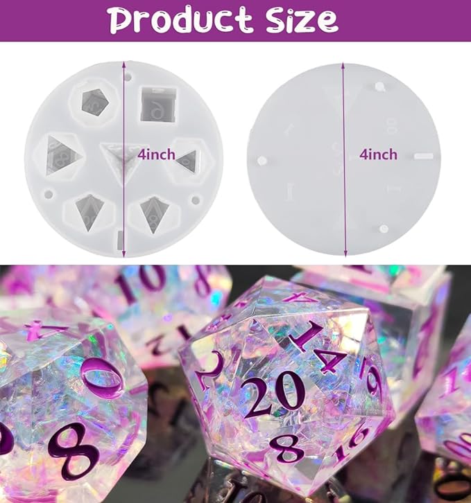 Dice Mold for DND and RPG games. Silicone Mold for Resin or Epoxy.