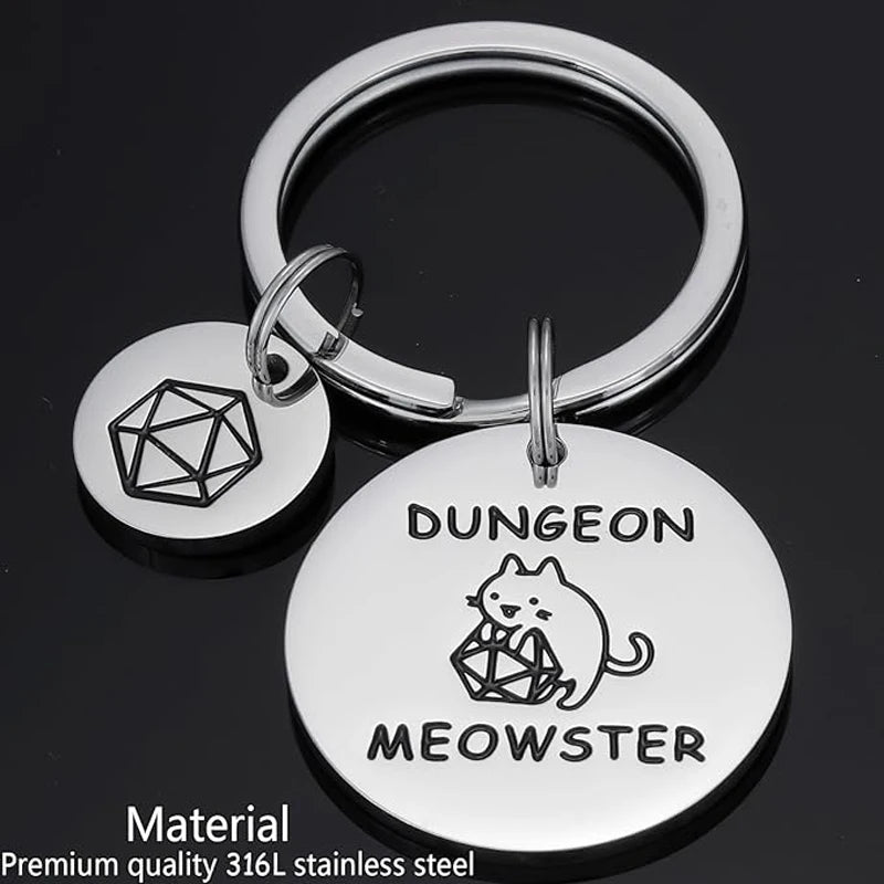 Adorable Dungeon Meowster Keychain – Perfect for Dungeons and Dragons & RPG Fans!